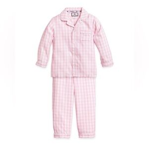 PETITE PLUME Pink Gingham Pajama Set Chemical Free Flame Resistant 12/18 Months